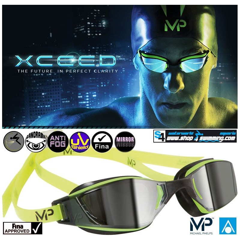 MICHAEL PHELPS SWIM GOGGLES XCEED WITH MIRRORED LENS BY AQUA SPHERE